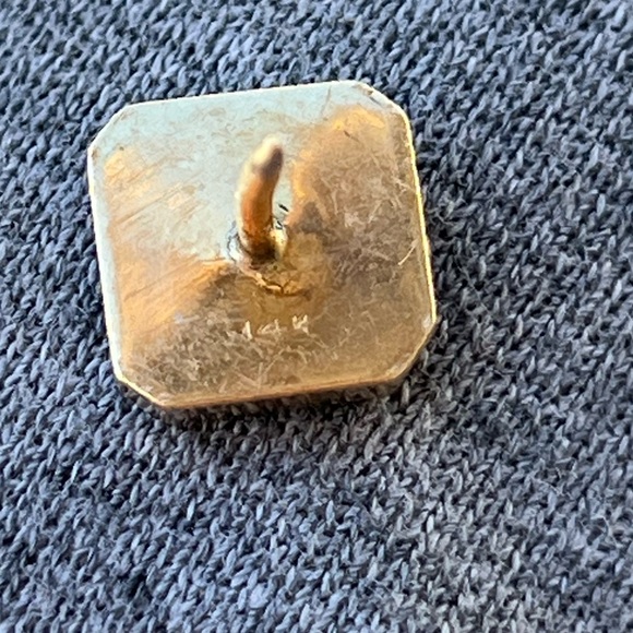 Solid 14k Yellow Gold Square Striped Tie Tack Pin Vintage 2.8 Grams Stamped - Picture 10 of 14